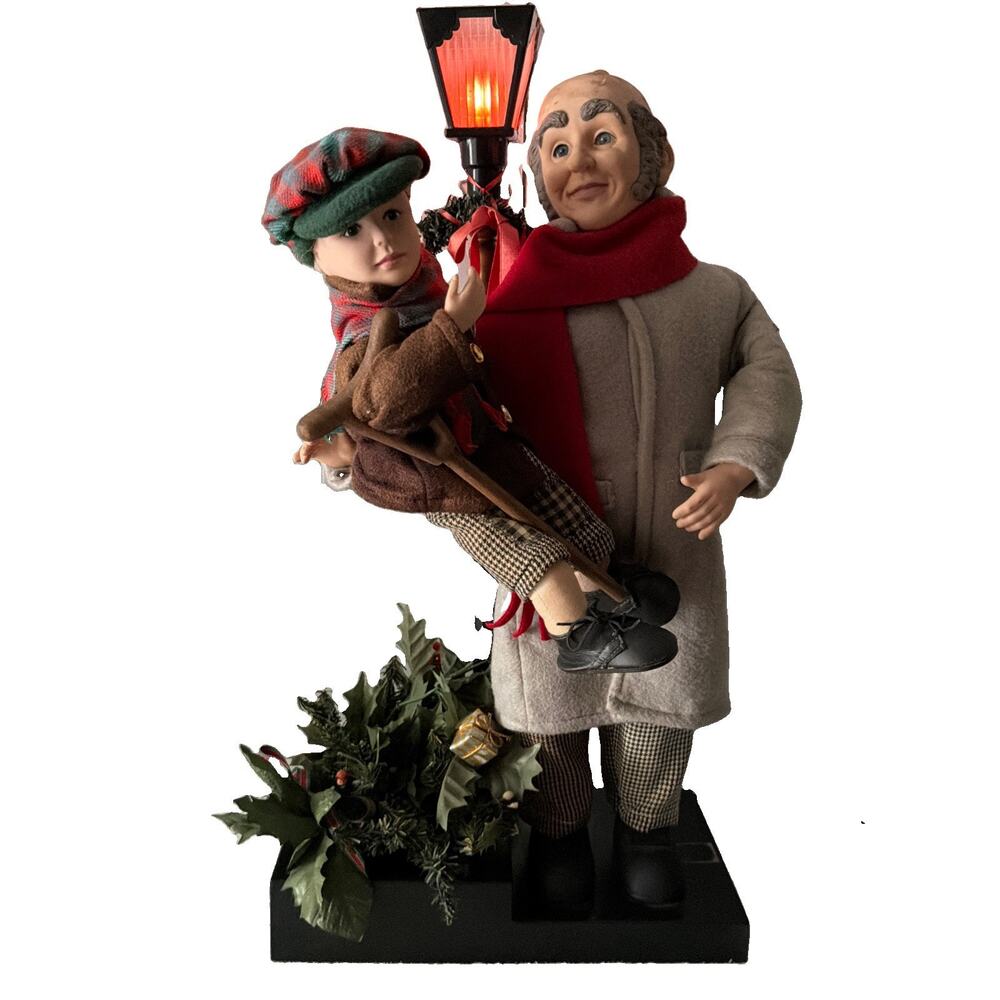 1993 Holiday Creations Tiny Tim and Scrooge 24 Inch Animated Lighted Christmas